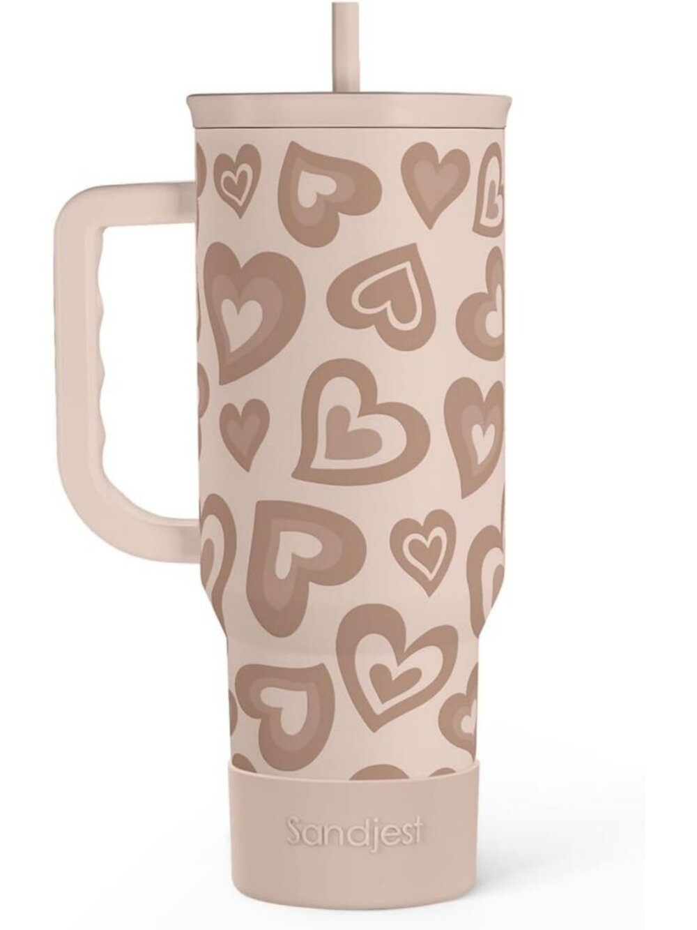 Heart Tumbler with Handle & Straw 40oz - Stainless Steel Travel Mug for Women
